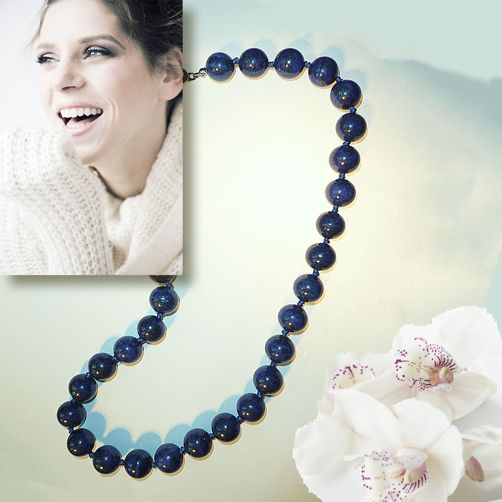 Edelstein Halskette aus Lapislazuli Kugelkette