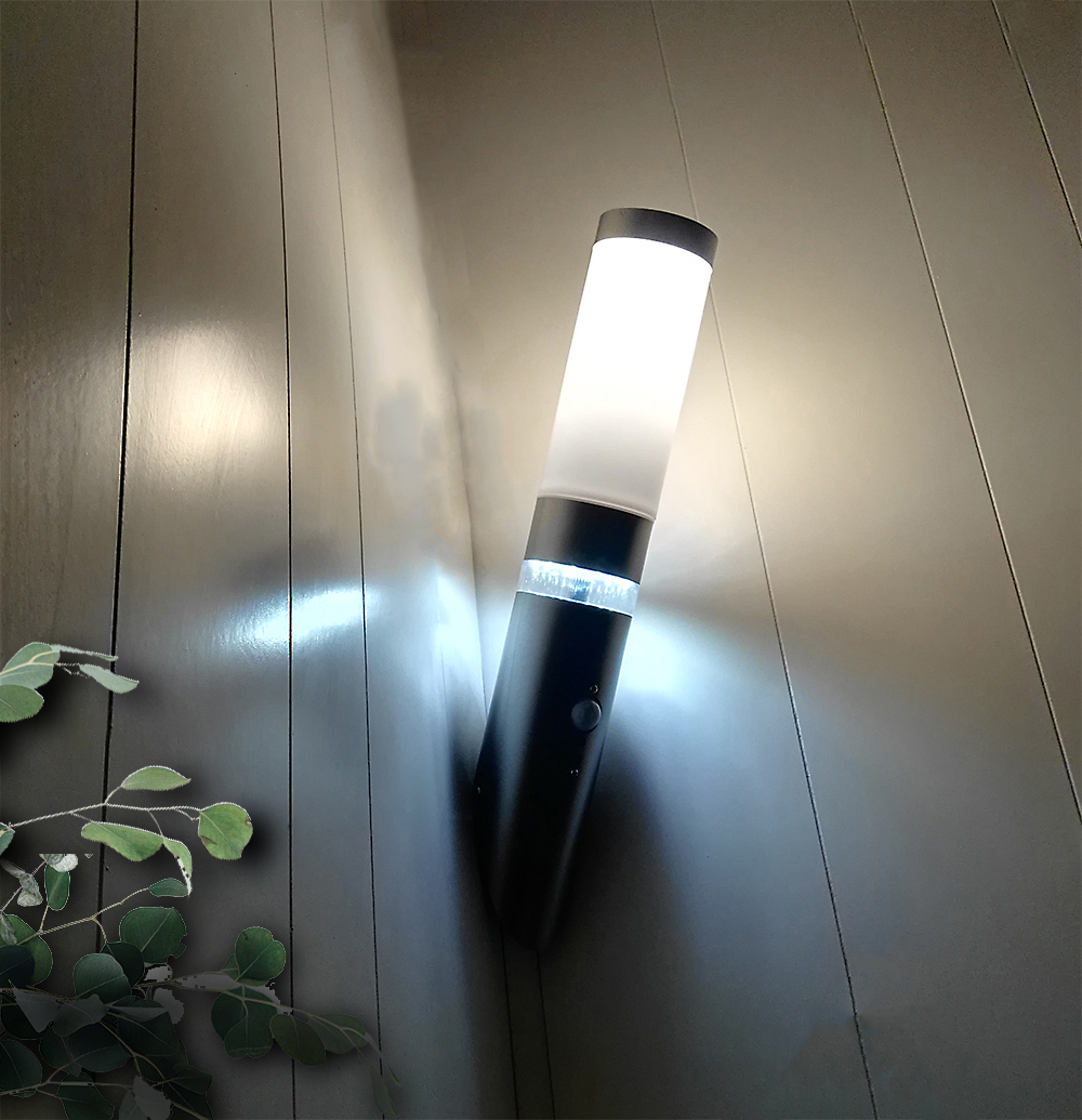 Edelstahl Außen-Wandleuchte "Lisa" Fackel mit Bewegungsmelder