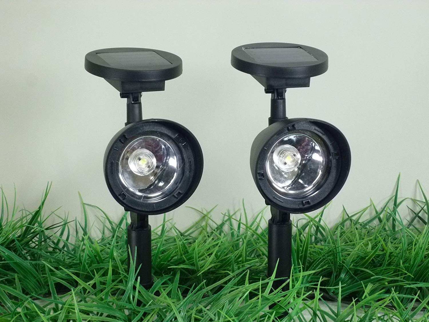 Solar-Gartenstrahler schwarz 2er Set