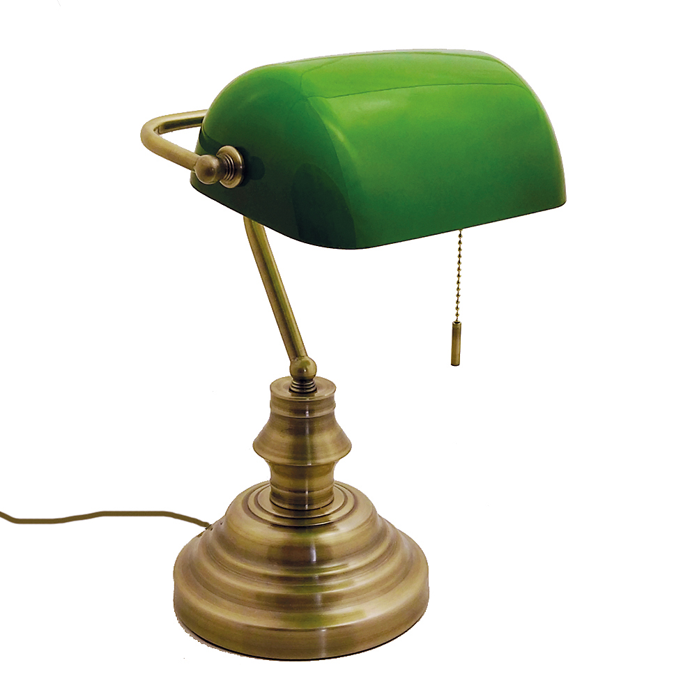 Schreibtischleuchte Bankerlampe mit Zugschalter Büro-Tisch-Lampe