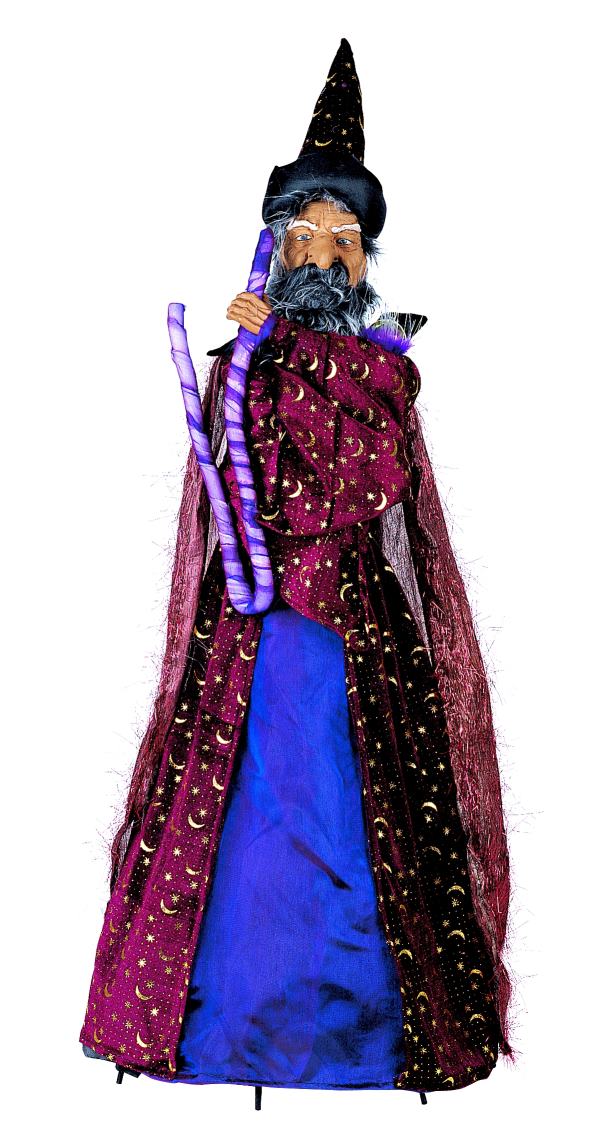 Großer Zauberer MERLIN - beleuchtete und bewegliche Helloween-Figur