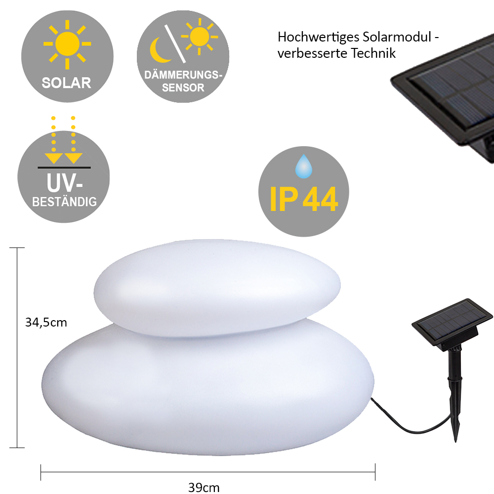 LED-Solar-Dekostein Duo Lichtobjekt Solarleuchte