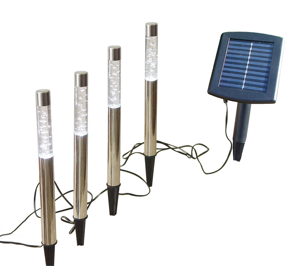 LED-Solarleuchte Bubble 4er Set weiss Garten-Deko-Wege-Leuchte