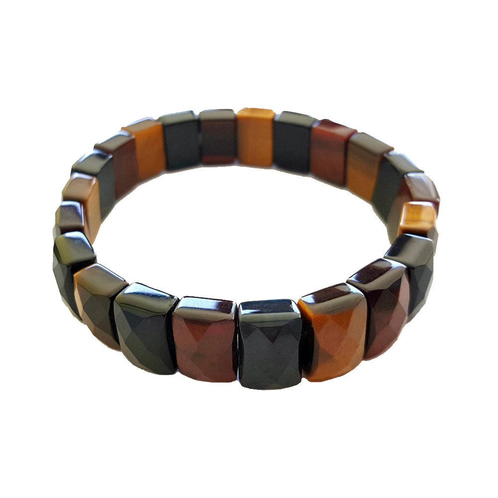 Elegantes Armband Tigerauge bunt Edelsteine facettiert Armreif