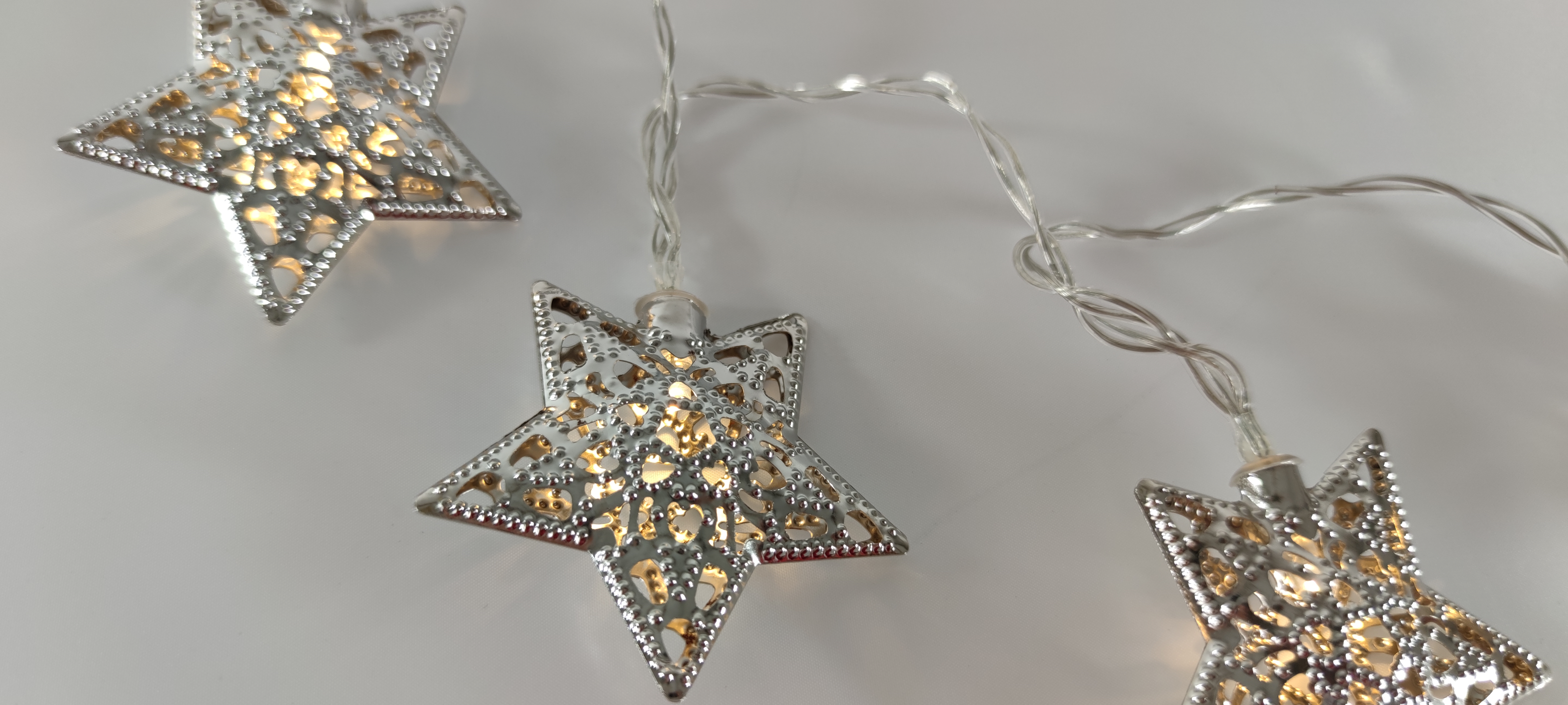 LED Lichterkette Silberstern L 135cm