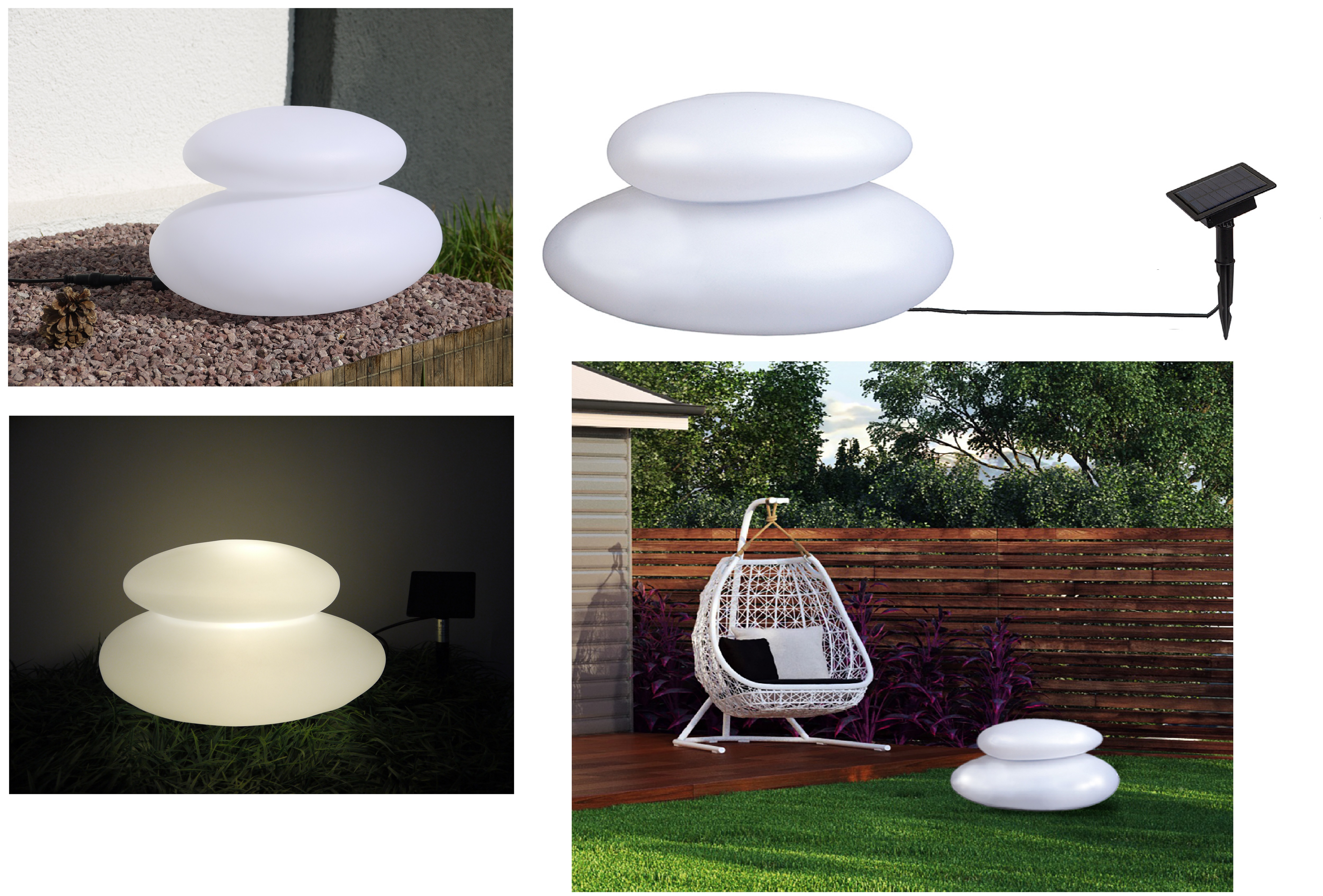 LED-Solar-Dekostein Duo Lichtobjekt Solarleuchte