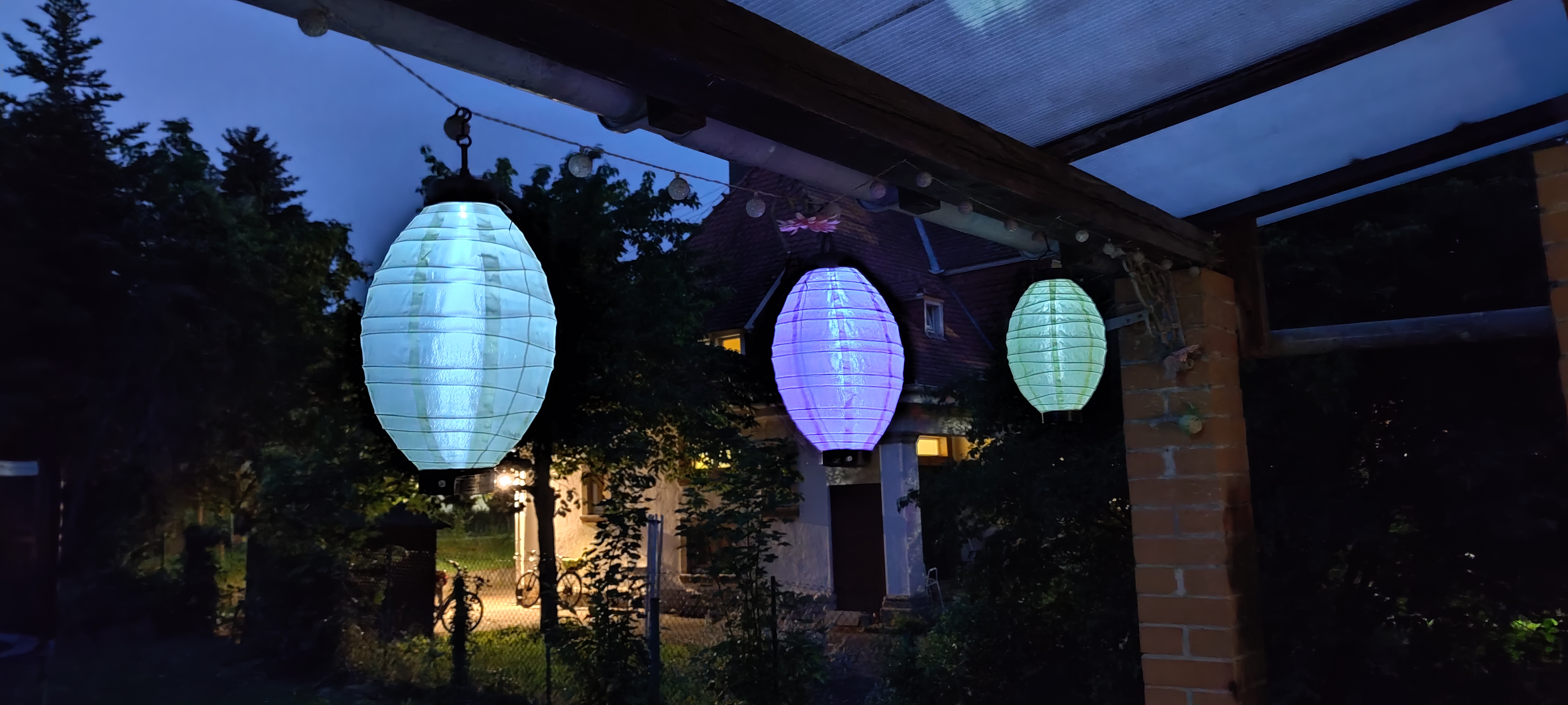 Solar Lampion Bottle lila