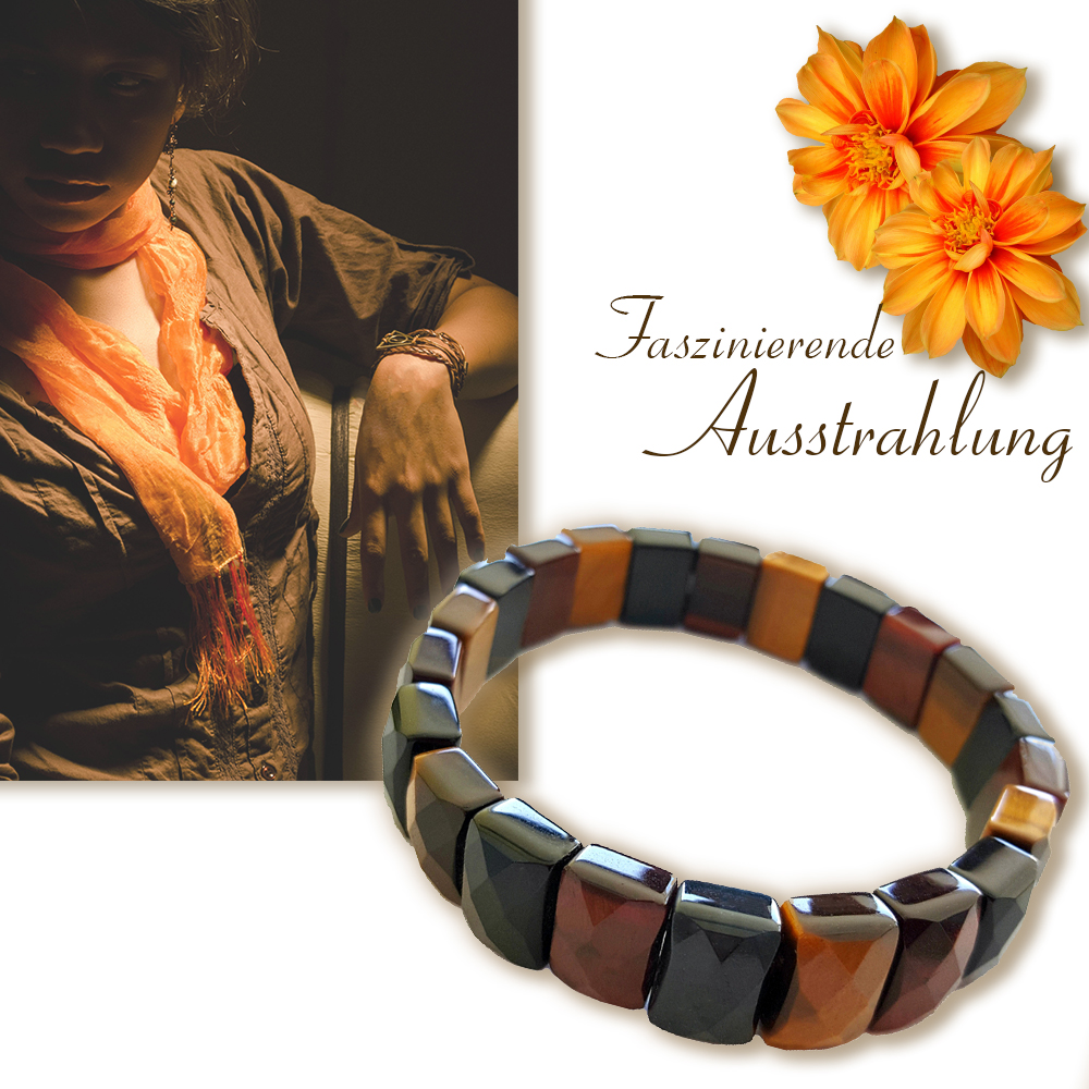 Elegantes Armband Tigerauge bunt Edelsteine facettiert Armreif