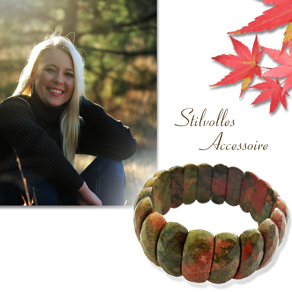 Elegantes Armband Rhyolith echte Steinen Steine facettiert Armschmuck
