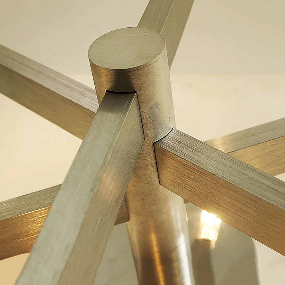 Halogen Deckenleuchte LOUIS Aluminium und Echtkristall-Aufsätzen