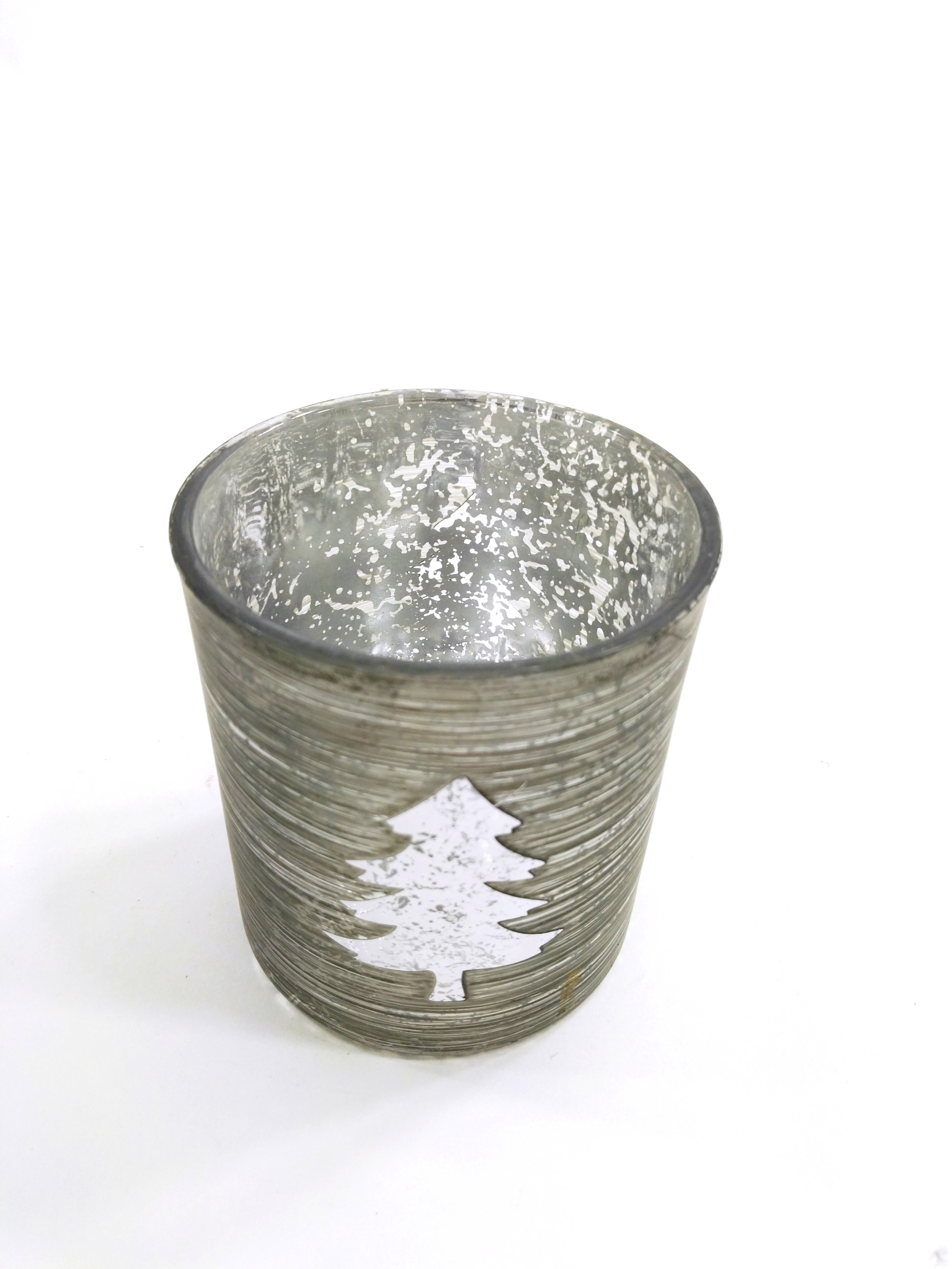 Windlicht 2 tlg. Motiv Tannenbaum Glas lackiert