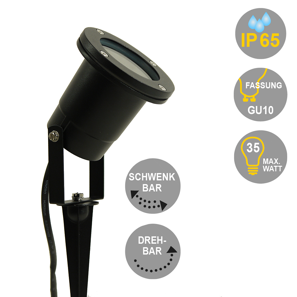 Außen-Garten-Strahler JAMIE mit Erdspieß IP65 Strahler GU10