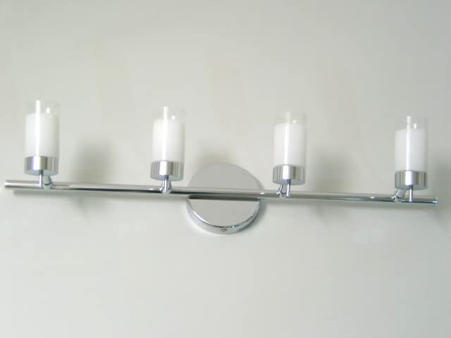 Strahler-Spot-Leuchte Chrom mit Glasschirm 4 flammig Fassung 4 x G9 Decken-Wand-Lampe