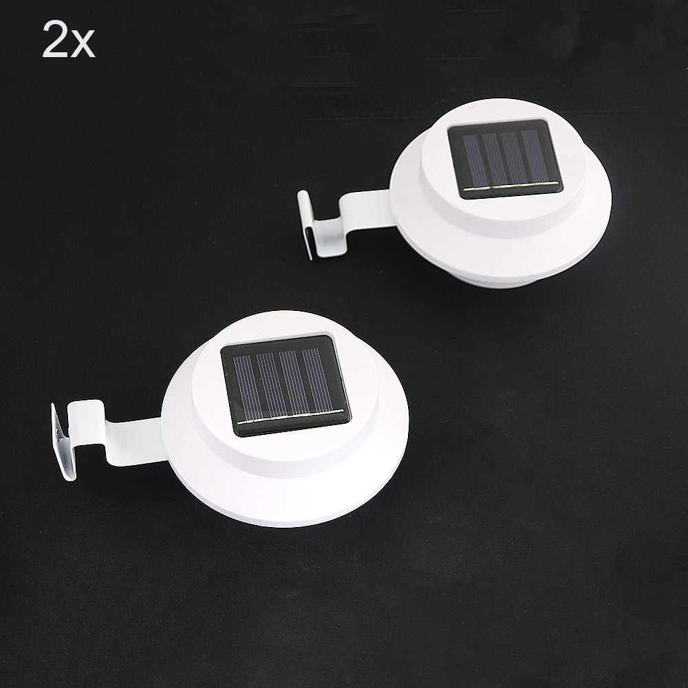 2x LED Solar-Dachrinnen-Leuchte im Set Garten-Zaun-Lampe