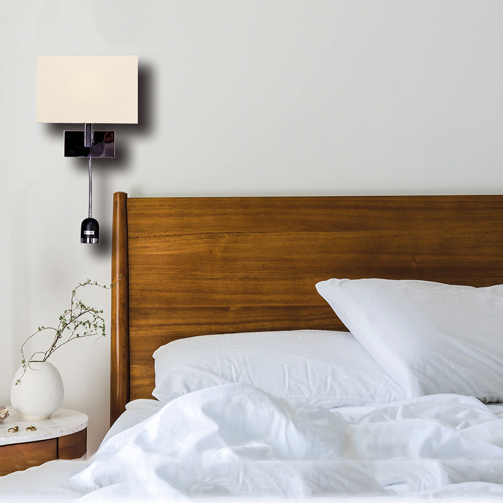 Wandleuchte DORIS mit Flex-Lesearm und Stoffschirm Wandlampe