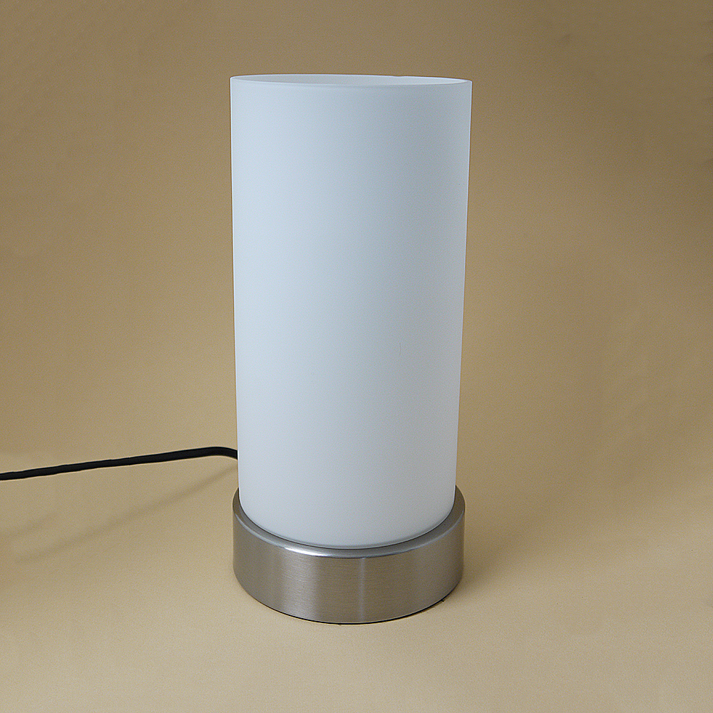 Glas-Tisch-Leuchte-Lampe MATS Metall Nickel