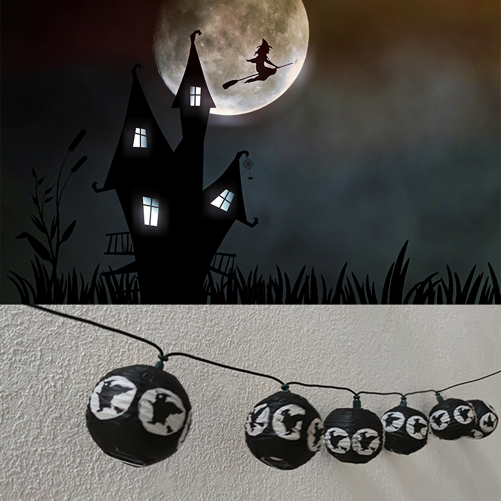 Halloween-Beleuchtung Lichterkette BLACK WITCH 10-flammig