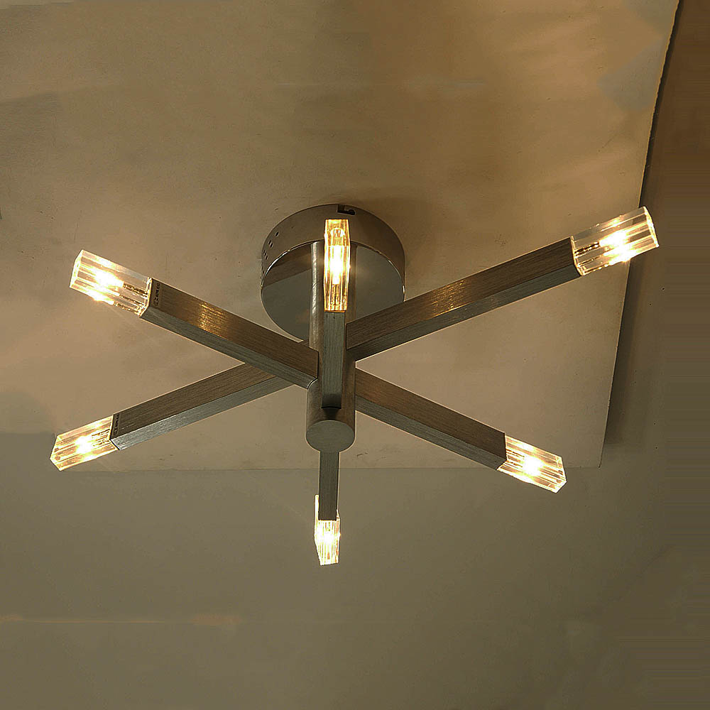 Halogen Deckenleuchte LOUIS Aluminium und Echtkristall-Aufsätzen