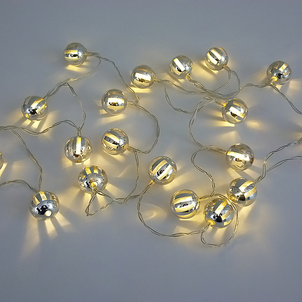 LED Lichterkette Glanzkugeln 20 flammig batteriebetrieben Dekoleuchte
