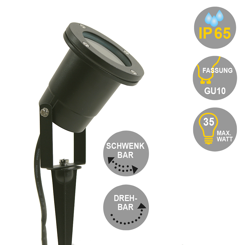 Außen-Garten-Strahler JAMIE mit Erdspieß IP65 Strahler GU10