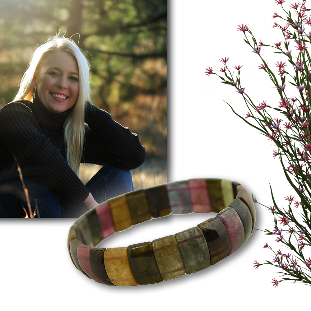 Hochwertige Natur-Steine Armband aus Turmalin Edelsteinen Armreif