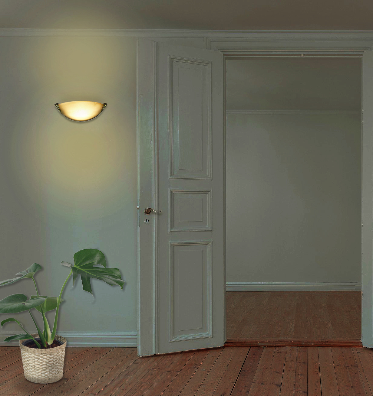 Hochwertige Glas Halogenwandleuchte STYLE mit satiniertem Glas