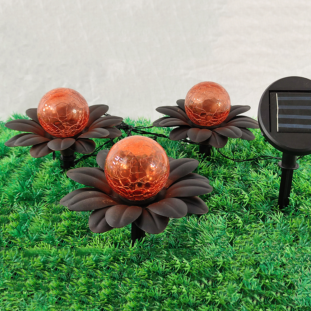 LED-Solar-Deko-Leuchte FLORA mit Spieß als 3er Set