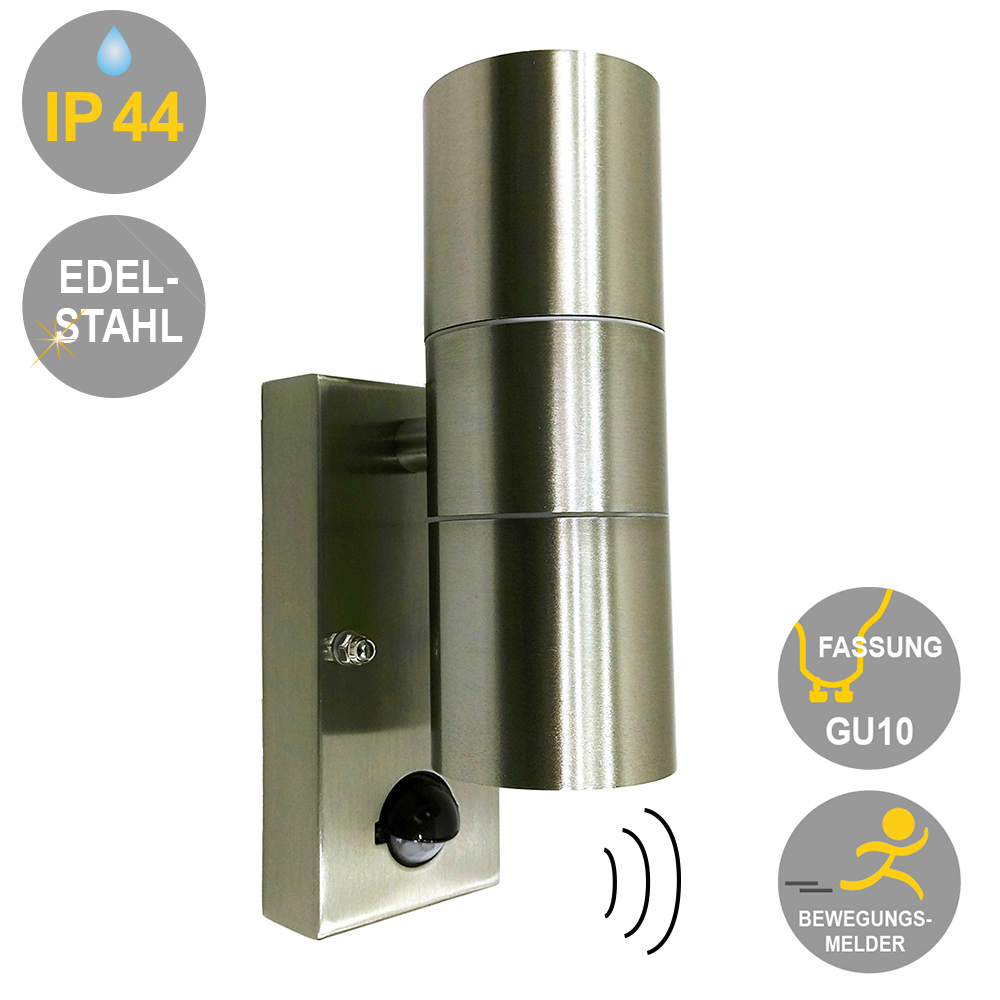 Außen-Wandleuchte Bornholm 2-flammig mit Sensor, verschiedene Farben