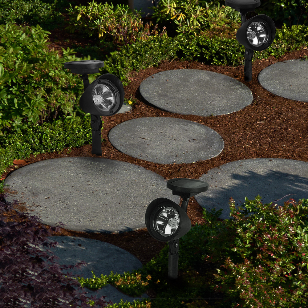 Solar-Gartenstrahler schwarz 2er Set