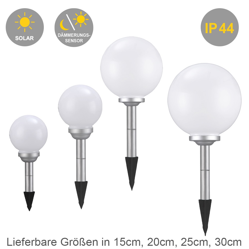 LED Solar-Kugel-Dekoleuchte OLA (je nach Auswahl Drm.15-20-25-30cm)
