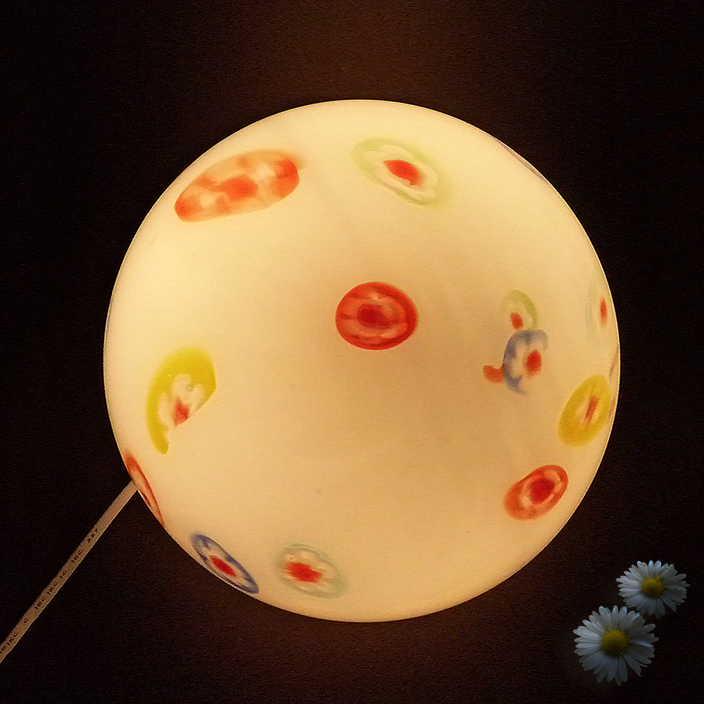 Tisch-Kugelleuchte, Unikat - mundgeblasenes Glas Venus,Jupiter