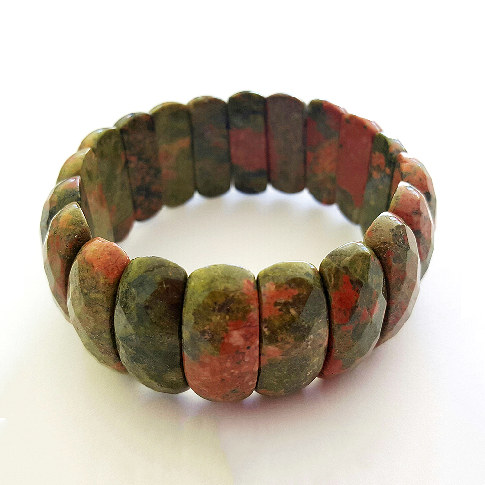 Elegantes Armband Rhyolith echte Steinen Steine facettiert Armschmuck