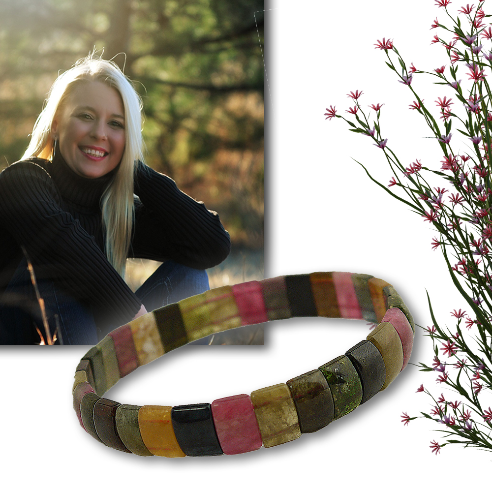 Hochwertige Natur-Steine Armband aus Turmalin Edelsteinen Armreif