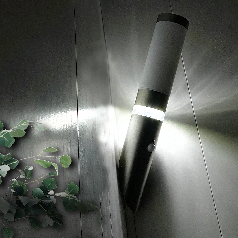Edelstahl Außen-Wandleuchte "Lisa" Fackel mit Bewegungsmelder