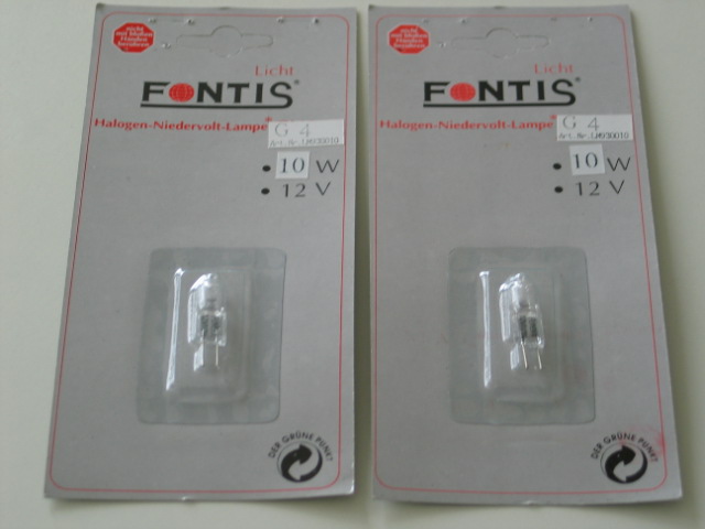 10 x Halogen-Stiftsockellampen G4 20Watt