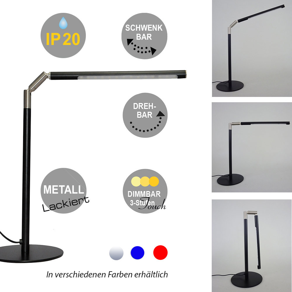 LED Tischleuchte LINCOLN mit Touch-Dimmer - Schreibtischleuchte Nachttischlampe