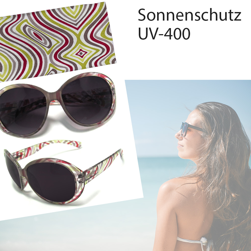 Damen-Sonnenbrille, Sonnen-Schutz mit UV-400-Schutz, Etui im passenden Design Strand-Brille