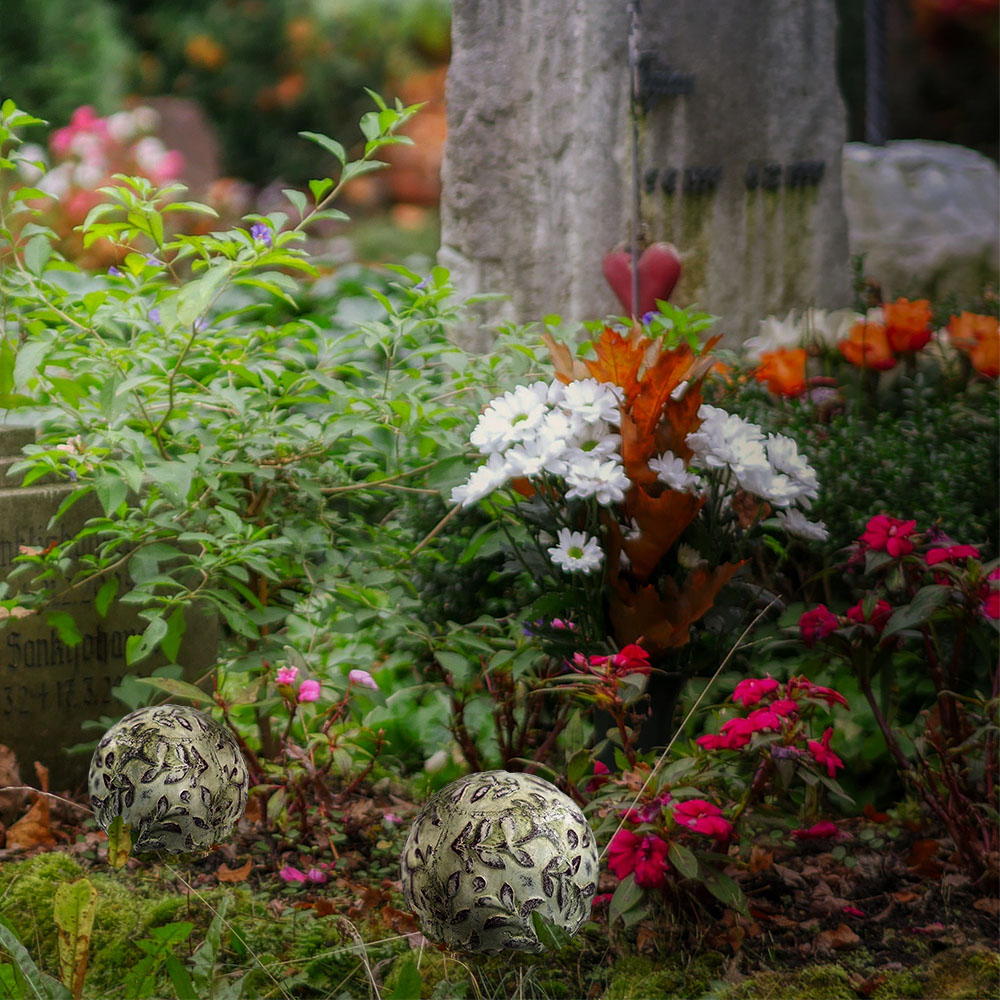 2 x Deko-Kugel aus Keramik für Innen und Außen Gartendekoration