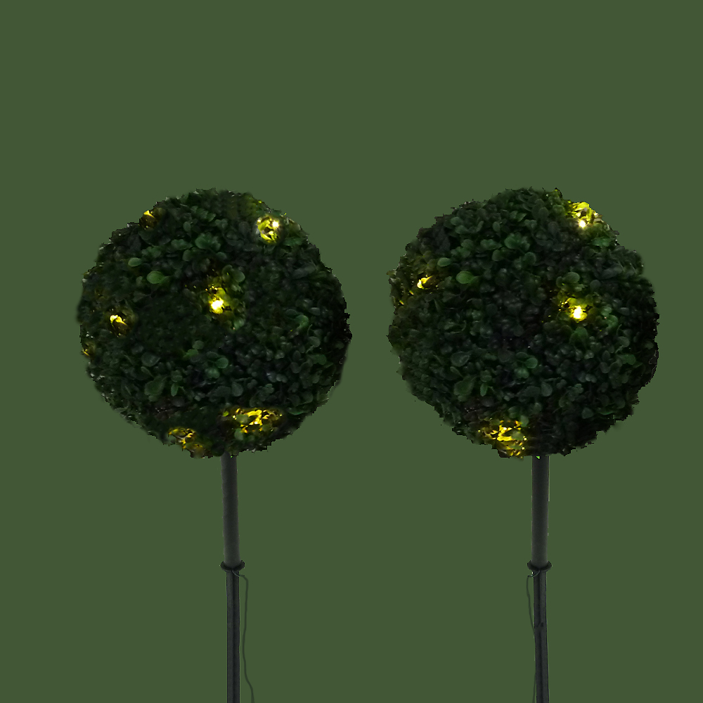 Buchs-Kugel mit Lichterkette  2er-Set, Solarleuchte