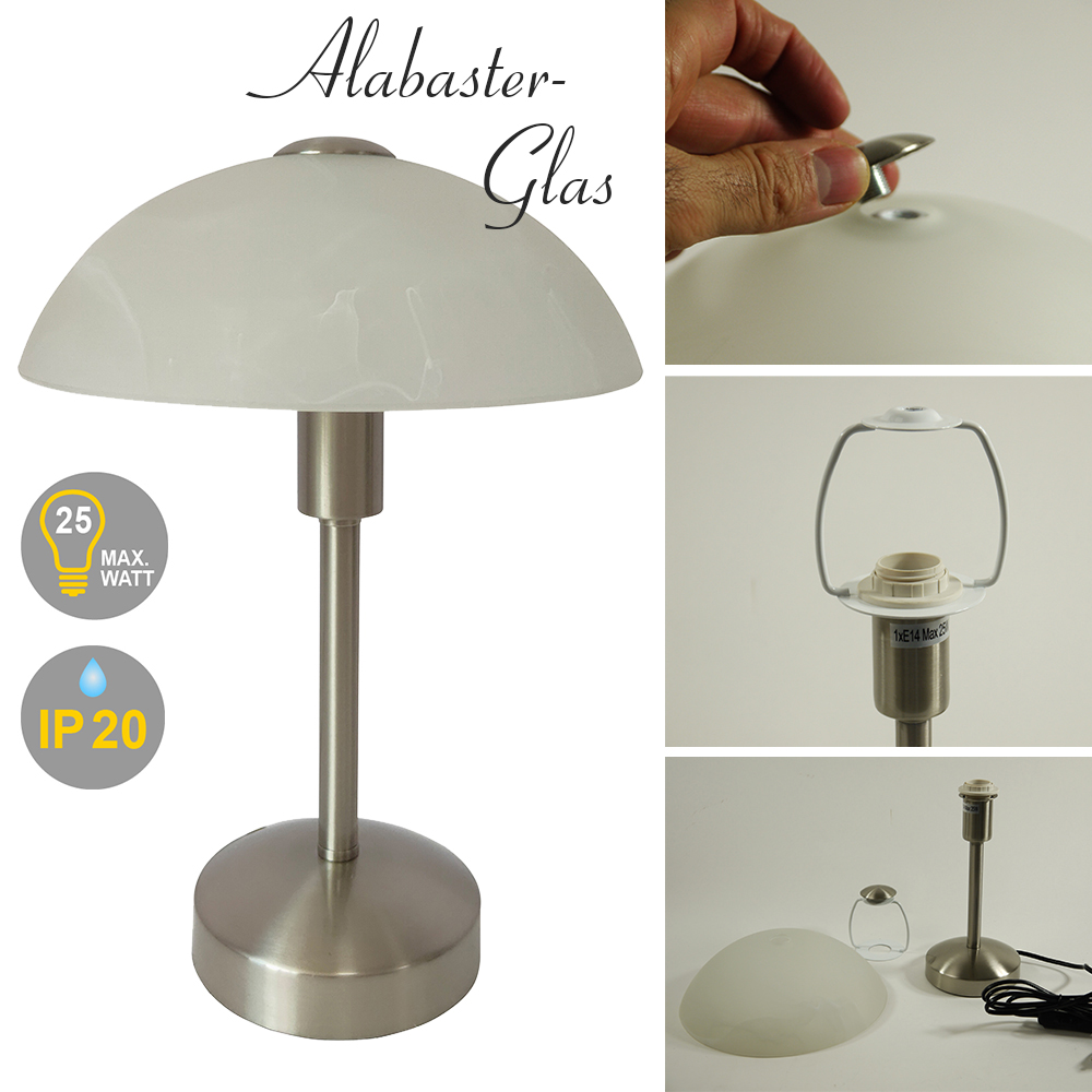 Glas-Tischleuchte MISCHA Wohnzimmer- Nachttisch- oder Fensterbank-Lampe