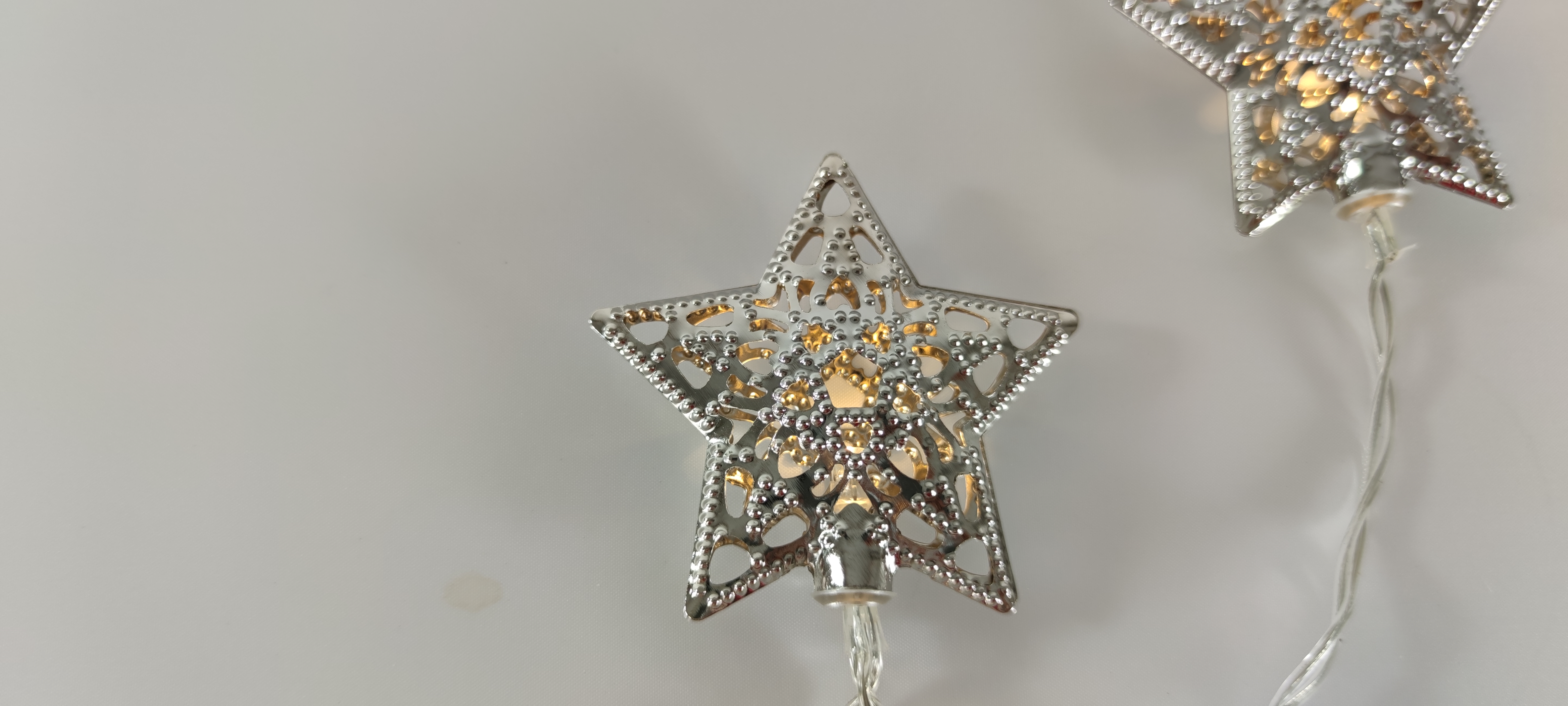 LED Lichterkette Silberstern L 135cm