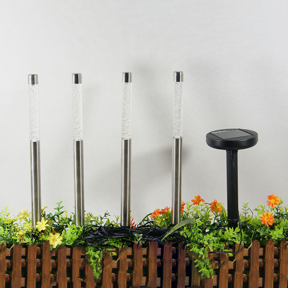 LED-Solarleuchte Bubble 4er Set kaltweiss Garten-Deko-Wege-Leuchte