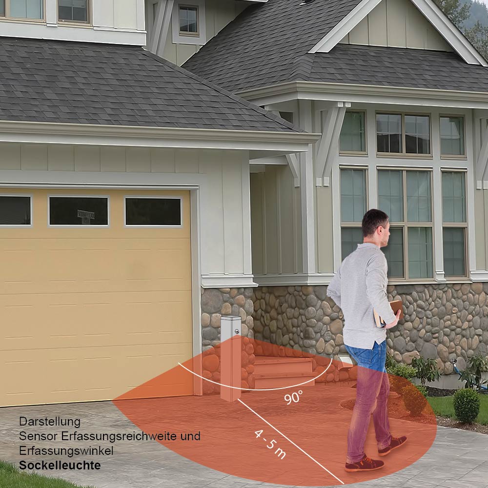 Edelstahl-Außen-Sockelleuchte "Lisa" mit Bewegungsmelder