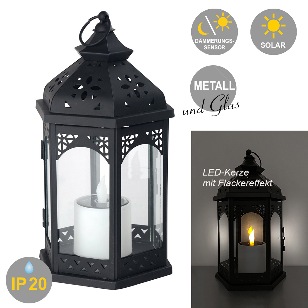 LED-Solar Laterne "Ramona" schwarz