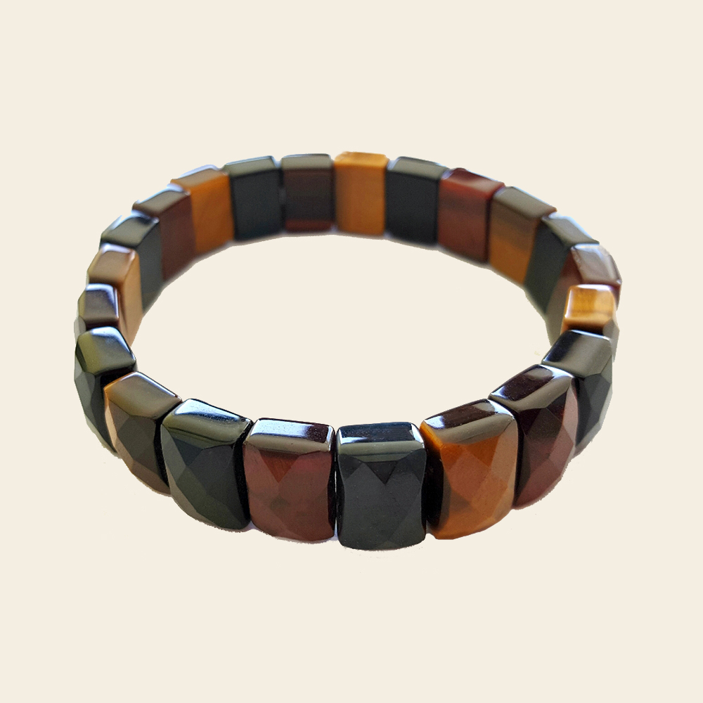 Elegantes Armband Tigerauge bunt Edelsteine facettiert Armreif