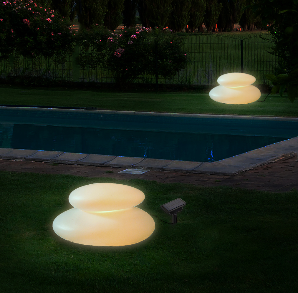 LED-Solar-Dekostein Duo Lichtobjekt Solarleuchte