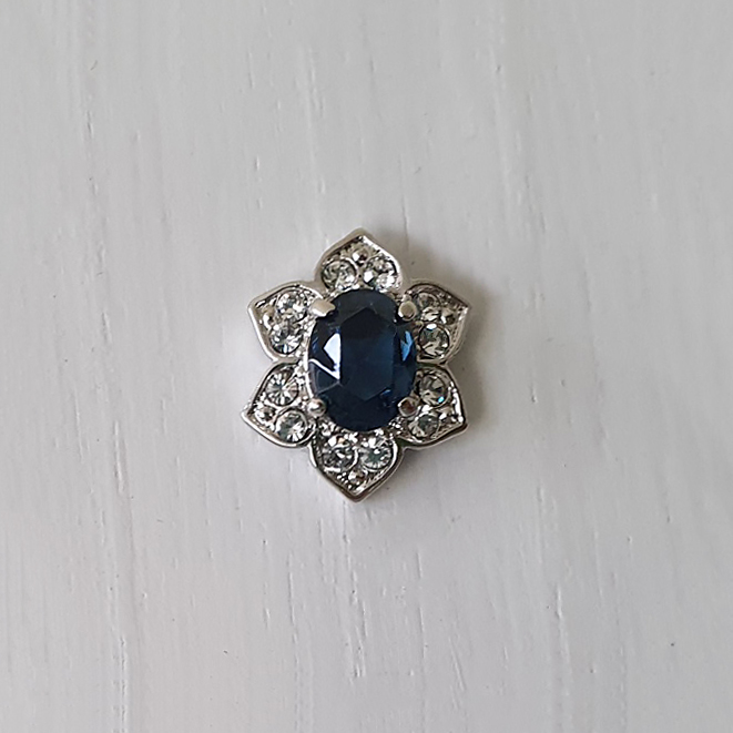 Ohrstecker "Blume" im Set, mit Stein blau und Stein lila