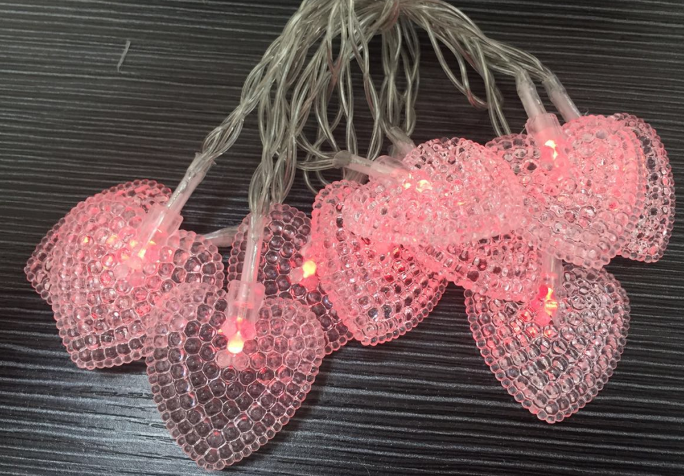 LED Lichterkette HERZ Dekoleuchte 10 flammig  batteriebetrieben