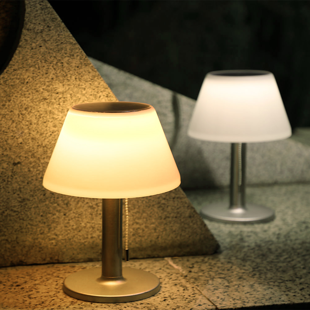 LED Solar-Tischleuchte JOLLA, warmweiß, mit Zugschalter 3-stufig