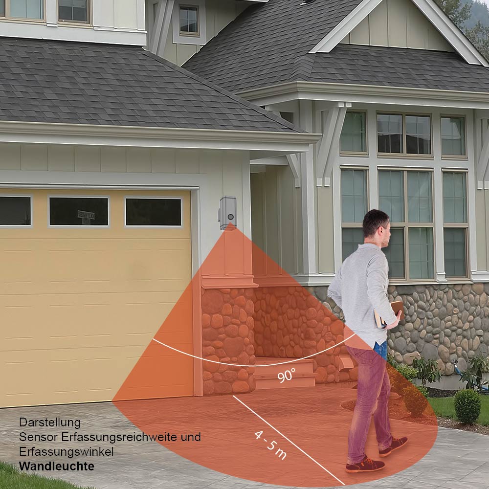 Edelstahl Außen-Wandleuchte "Lisa" Fackel mit Bewegungsmelder